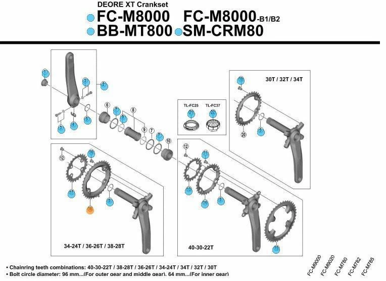 Shimano FC-M8000 Deore XT Kettingblad 10 Shimano FC-M8000 Deore XT Kettingblad - Afbeelding 8